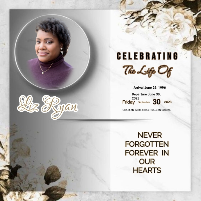 Funeral Announcement flyer,simple modern Template PosterMyWall
